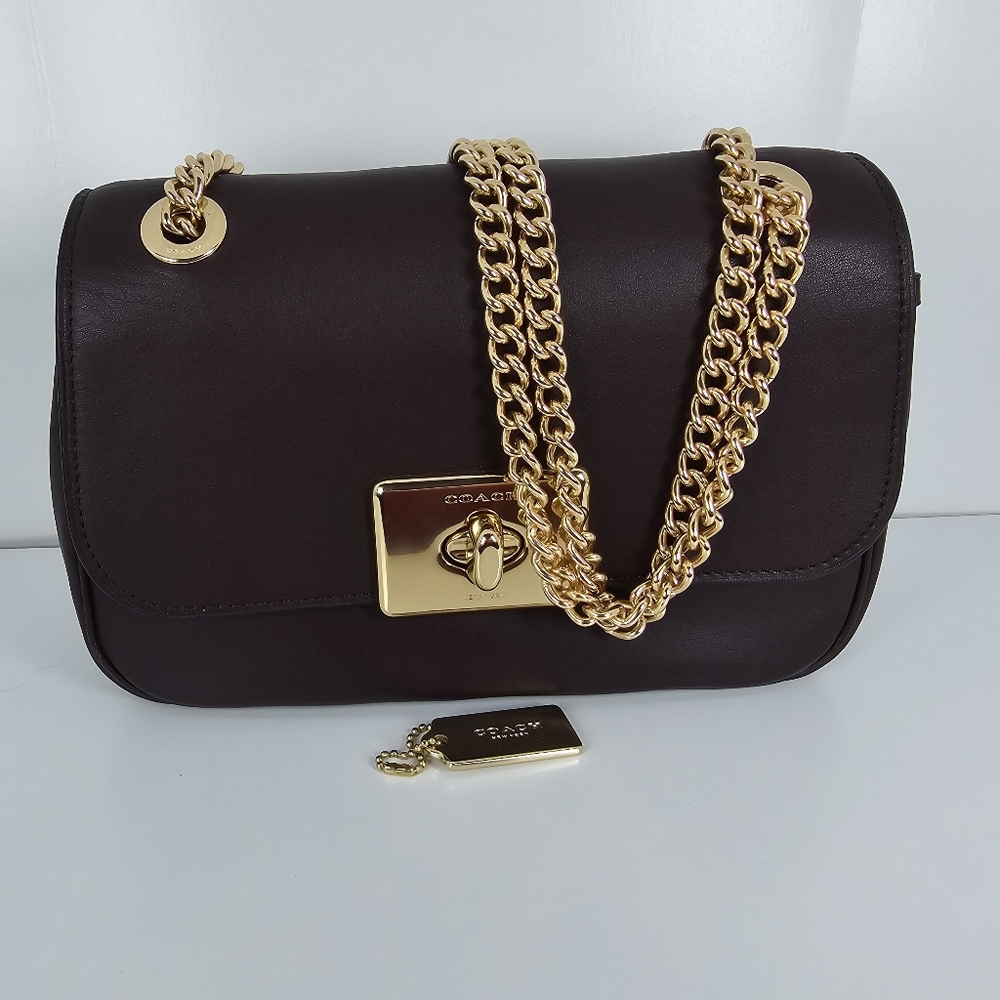 Coach oxblood burgundy Crossbody Bag with Gold Chain